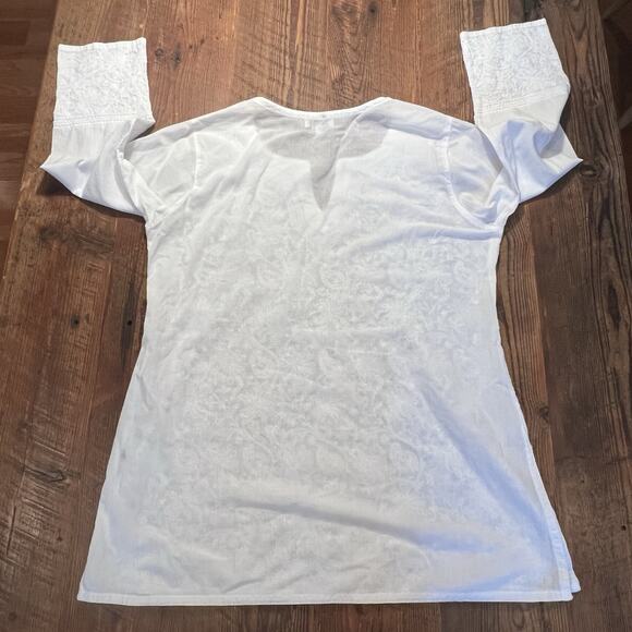 JAYSHREE DALAL Hand Embroidered Tunic Top White Women's Size Medium Boho Beachy - Picture 11 of 14